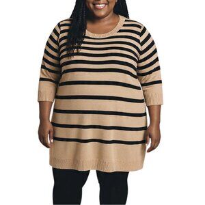 Derek Heart Plus Size 3X Sweater Dress Striped Round Neck 3/4 Sleeves